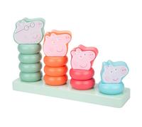 Peppa Pig Grow with Peppa Wooden Family Ring Stacker Stacking Toy for Toddlers with Peppa George Mummy Pig and Daddy Pig Wooden Rings Early Learning Toy for Sorting and Coordination 12+ Months