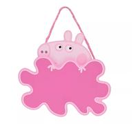 Peppa Pig Hanging Plaque, Pink Character Wall Decoration with Rope Handle for Children's Bedroom