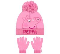 Peppa Pig Hat | Girls Gloves and Beanie Co Ord |Girls Hat and Gloves Kids Set| Pink, One Size