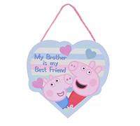 Peppa Pig Heart Shaped Hanging Plaque, My Brother is My Best Friend, Wall Decor for Children's Room