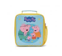 Peppa Pig Insulated Lunch Bag for Kids - Peppa, George, Mummy & Daddy Pig School Lunchbox with Bottle Pocket, Zip Closure & Name Tag, Thermal Food Bag 23cm
