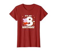 Peppa Pig It's My 8th Birthday Holiday Stars Celebration T-Shirt, Women, Cranberry Red, X-Small