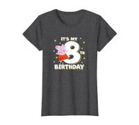Peppa Pig It's My 8th Birthday Holiday Stars Celebration T-Shirt, Women, Dark Heather Grey, Medium