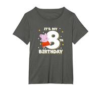 Peppa Pig It's My 8th Birthday Holiday Stars Celebration T-Shirt, Women's Plus, Asphalt Grey, 2X