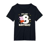 Peppa Pig It's My 8th Birthday Holiday Stars Celebration T-Shirt, Women's Plus, Black, 6X