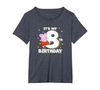 Peppa Pig It's My 8th Birthday Holiday Stars Celebration T-Shirt, Women's Plus, Heather Blue, 6X