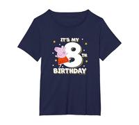 Peppa Pig It's My 8th Birthday Holiday Stars Celebration T-Shirt, Women's Plus, Navy Blue, 6X