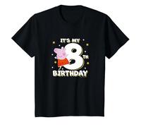 Peppa Pig It's My 8th Birthday Holiday Stars Celebration T-Shirt, Youth, Black, 3T