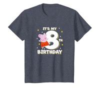 Peppa Pig It's My 8th Birthday Holiday Stars Celebration T-Shirt, Youth, Heather Blue, 2T