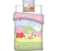 Peppa Pig Junior Cot Bedding Set | Duvet Cover 100x135 cm + Pillowcase 40x60 cm, 100% Cotton | Soft & Breathable Toddler, Baby Riversible Bedlinen | Official Peppa Pig Design