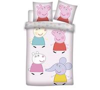 Peppa Pig Junior Size Bedding Set | Duvet Cover 100x135 cm + Pillowcase 40x60 cm | 100% Cotton | Soft Bedlinen Set for Baby or Small Bed | Comfortable & Breathable Cot Bedding Peppa Pig Design
