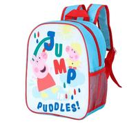 Peppa Pig Kids' Backpack, School Bag, Jump in Puddles Design, Light Blue and Red