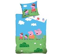 Peppa Pig Kids Bedding Set | Duvet Cover 140x200 cm + Pillowcase 50x70 cm, 100% Cotton | Soft Breathable Children’s Bed Linen Set | Colourful Peppa Pig Single Bed Bedding for Kids