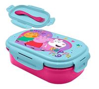 Peppa Pig Kids Lunch Box with Spork Dual Compartment School Lunchbox 20cm, Rectangular Plastic Sandwich Snack Box with Cutlery for Children Back to School Nursery Picnic Travel Day Trips Daily UK