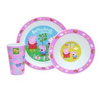 Peppa Pig Perfect Day Kids Tableware 3 Piece Reusable PP Plate, Bowl & Cup Children - Peppa, George Tumbler & Dinnerware Set for Mealtimes - for