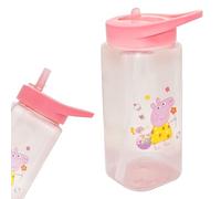 Peppa Pig Kids Water Bottle 420ml - BPA Free Non Spill Straw Bottle with Flip-Up Spout - Reusable Plastic Drinks Bottle for Toddlers & Children 6+ Months