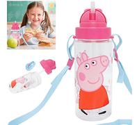 Peppa-Pig Kids Water Drinking Bottle 500ml- Tritan BPA Free, Wide Mouth and Lightweight, Leak-Proof Water Bottle for Girls 3+Years