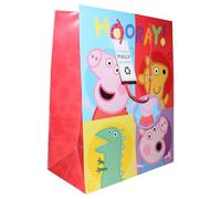 Peppa Pig Large Gift Bag with Tag 33cm x 26.5cm - UK Made 100% Recyclable for Birthdays, Celebrations & Other Events