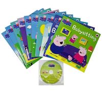 Peppa Pig Lime Bag 10 Books Collection Set including CD (Grandpa Pig’s Little Train,Peppa and Suzy’s Argument, Pedro’s Cough,Granny and Grandpa Pig’s Attic,Grandpa Pig’s Boat,George’s Friend & More)