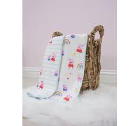 Peppa Pig Officially Licensed Baby Nursery Bed Jersey Blanket for Girls, Blue and White Reversible Receiving Blanket for Newborns - 70cm X 75cm