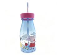 Peppa Pig Milk Bottle 350ml with Removable Straw - Official Peppa Pig Drinks Bottle for Kids, BPA-Free Plastic, Easy-Clean Wide Lid, Travel & School Use