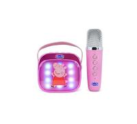 Peppa Pig Mini LED Wireless Karaoke Speaker with Bluetooth Microphone, Pink, Colour-Changing Lights