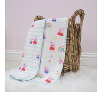 Peppa Pig Officially Licensed Baby Nursery Bed Jersey Blanket for Girls, Blue and White Reversible Receiving Blanket for Newborns - 70cm X 75cm