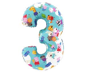 Peppa Pig Number 3 Shape Uninflated Helium Balloon