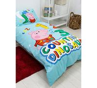 Peppa Pig Official George Pig Toddler Cot Duvet Cover Set | Counting Dinosaurs Design | Children’s Kids Bedding Set & Pillowcase, Blue