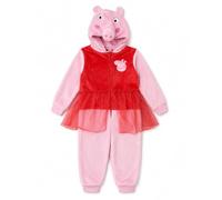 Peppa Pig Official Girls Fleece Onesie with 3D Hood All-in-One Pyjamas Zip Front Kids Warm Flannel Sleepsuit, 18 Months-6 Years