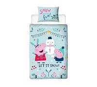 Peppa Pig Officially Licensed Single Duvet Bedding Cover Set | Blue Snowman Design, Reversible 2 Sided Design, Perfect For Any Childrens Bedroom