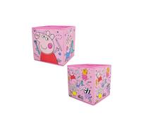 Peppa Pig Officially Licensed Storage Boxes | 2 pack Foldable Storage Cubes Pow Pow Design with Peppa, George and Friends | Perfect For Organising Children's Room, Kids Playroom, 30 x 30cm