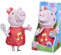 Peppa Pig Singing Peppa Soft Toy with Red Glitter Dress and Bow Sings 3 Songs