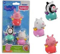 Toomies E73413 Peppa and Friends Squirters, Soft Touch Squeezable Bath Toys, Water Squirter Playset, Multicolor, Small