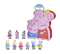 Peppa Pig Peppa's Adventures Mallette Peppa, George et leurs amis, jouet préscolaire, 9 figurines avec les soeurs Zebra