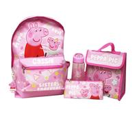 Peppa Pig Personalised Backpack 5 Piece Lunch Bag Pencil Case Keyring Set