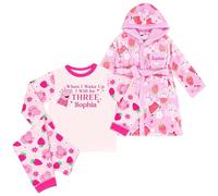Peppa Pig Personalised Girls Birthday Pyjamas and Dressing Gown Bundle | When I Wake Up Robe PJ Set (Peppa WIWU & Robe Bundle, 1-2 Years) Multicoloured