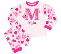 Peppa Pig Personalised Girls Pyjamas Initial & Name PJs Initial & Name, 1-2 Years Pink