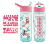 Peppa Pig Personalised Kids Stickers Water Bottle by Polar Gear Back To School Supplies Toddler Size with Straw Gifts for Kids Pink