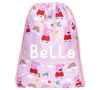 Peppa Pig Personalised Name Drawstring Bag for Kids School | Lightweight Backpack - Add Your Name - Pink PE Bag - 43x35cm - Waterproof Bag - Customised Gifts