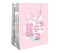 Peppa Pig Pink Girls Gift Bag - Ideal for Celebrations and Birthdays for Peppa Pig Fans of all Ages, Gift Bag Size 33 x 26 x 13.5 cm, Pink