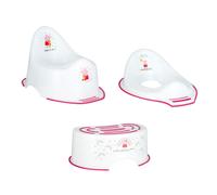 Peppa Pig Pink Potty Training Toilet Seat, Plus Step Stool, Lightweight, Anti-Stick, Wipe Clean Portable Seat 18M+ Toddler Toilet Range 3 Piece Set f
