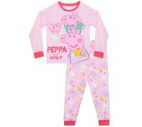 Peppa Pig Pjs, Peppa, George And Evie Girls Pyjamas, Long Sleeve Kids Pjs, Girls' Pyjama Sets, Pink 6-7 Years