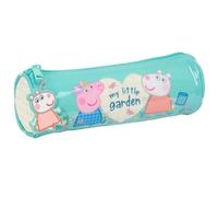 PEPPA PIG PRETTY FLOWERS - Round School Pencil Case, Children's Pencil Case, Child, Ideal for Children from 5 to 14 Years, Comfortable and Versatile, Quality and Resistance, 20 x 7 cm, Mint/Pastel