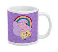 Peppa Pig Rainbow Ceramic Coffee Mug, Novelty Gift Mugs for Coffee, Tea and Hot Drinks, 11oz, White