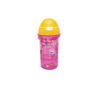 Peppa Pig Reusable Water Bottle with Screw on Snack Cup Base, Re-usable PP Plastic, Pink, 400ml