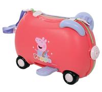 Peppa Pig Ride On Suitcase for Kids Carry On Hand Luggage On Wheels Gift for 3-4 Year Old Boys Girls Lightweight ABS Hard Shell, Kids Peppa Childrens Holiday Flight Case with Parent Strap