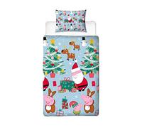Peppa Pig Santa Design Single Duvet Cover Set | Reversible 2 Sided Bedding Including Matching Pillow Case