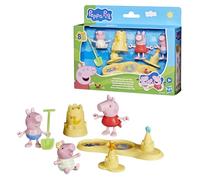 Peppa Pig Siblings Beach Day Playset with 3 Figures and 5 Accessories, Includes Baby Evie, Preschool Toys for Girls and Boys Ages 3 and Up