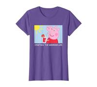 Peppa Pig Starting The Weekend Meme T-Shirt, Women, Purple Heather, 3X-Large